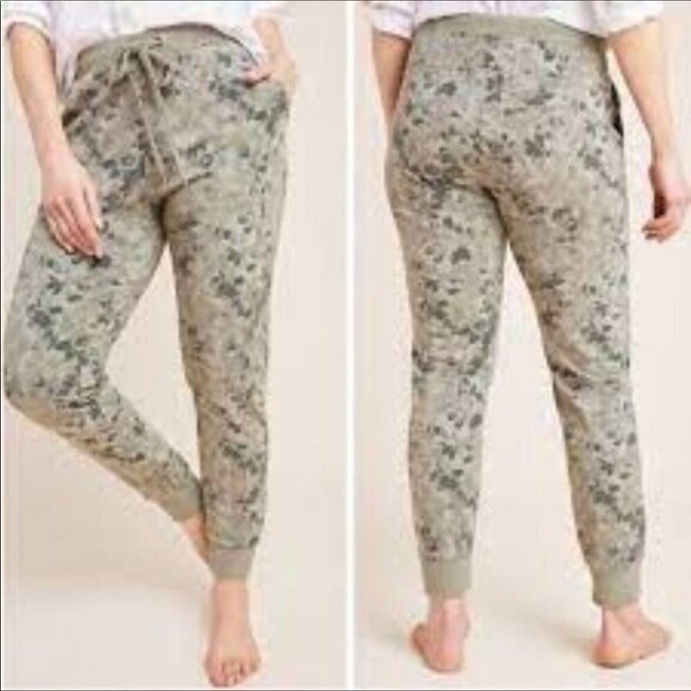 Anthropologie Saturday Sunday Green Floral Joggers